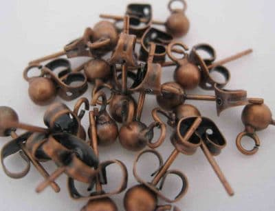 Stud Earring with loop & scroll backs (10 pairs) - Copper
