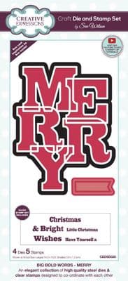Sue Wilson Big Bold Words Merry die & stamp set (CEDSD020)