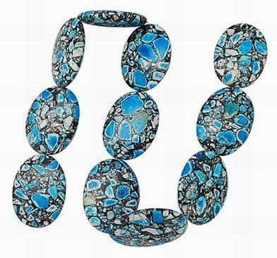 Synthetic Howlite Dark Turquoise Oval Beads (25x18mm) - 8 beads