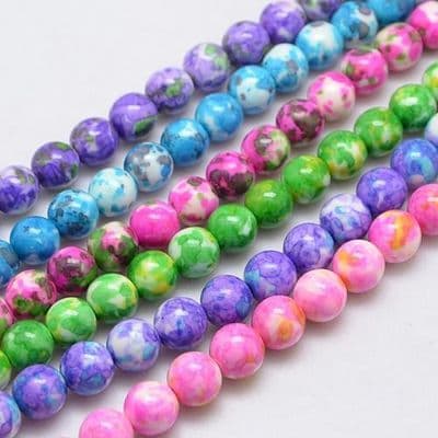 Synthetic Ocean White Jade Dyed 8mm Beads (25 beads) - lucky dip strand