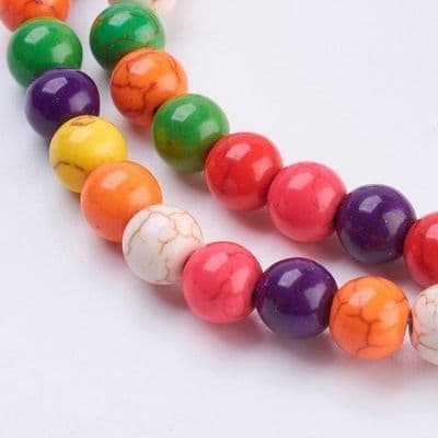 Synthetic Turquoise Colourful 10mm Round Beads (20)