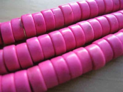 Synthetic Turquoise Dyed Beads Strand, 6x3mm discs - Hot Pink