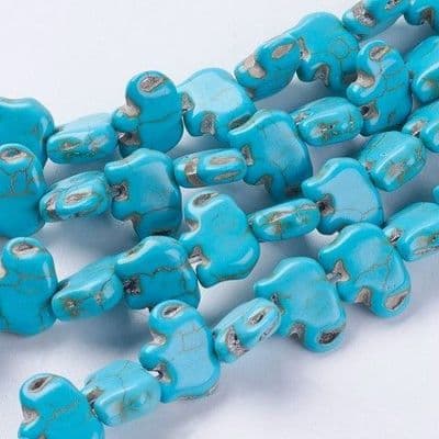Synthetic Turquoise Elephant Shaped 11mm Beads (20)