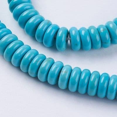 Synthetic Turquoise Flat Rondelle 8x3mm Beads (7.5