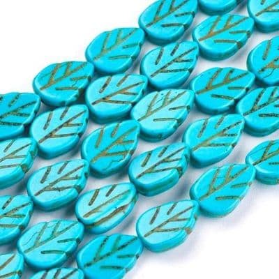 Synthetic Turquoise Leaf 14x9mm Beads, Turquoise (14 beads)