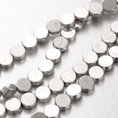 Tibetan Alloy Beads 7mm Silver Flat round (29 beads)