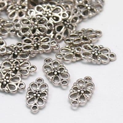 Tibetan Flower Links (10) Antique Silver