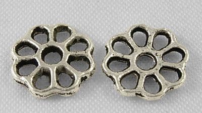 Tibetan Silver 9mm Flower Beadcaps (25)