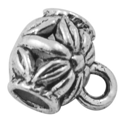 Tibetan Silver Barrel Hanger Beads - Antique Silver (9mm) - 10 beads