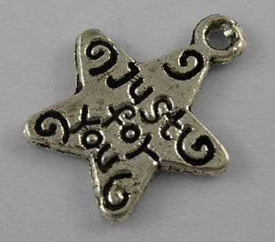 Tibetan Silver Charm - 'Just for you' star (10)
