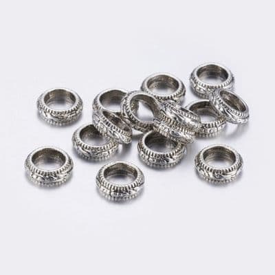 Tibetan Style Alloy Linking Rings Antique Silver, 11mmx4mm, 7mm hole (10)
