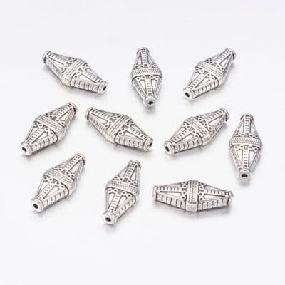 Tibetan Style Alloy Rhombus Antique Silver Beads (10)