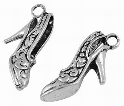 Tibetan Style Antique Silver Charm - Shoe (6)