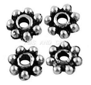 Tibetan Style Antique Silver Daisy Spacers 4mm - Pack of 10g