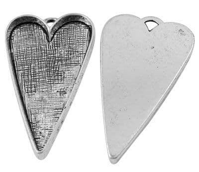 Tibetan Style Antique Silver Heart Charm/Pendant - 53x30mm - Single