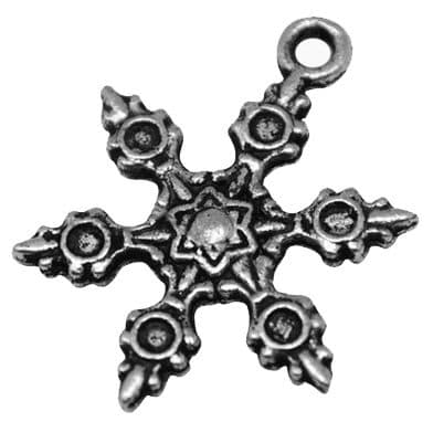 Tibetan Style Charms - Christmas Snowflake in Antique Silver (Pack of 4)