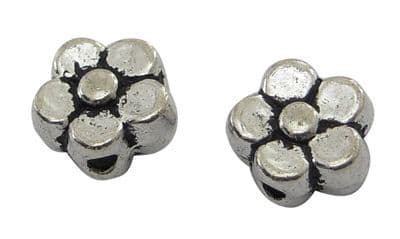 Tibetan Style Flower Beads - Antique Silver (50)