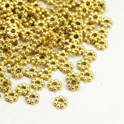 Tibetan Style Gold Daisy Spacers 4mm - Pack of 10g