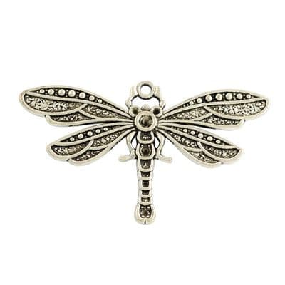 Tibetan Style Large Antique Silver Dragonfly Pendant (1)