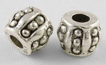 Tibetan Style Silver 6x5mm Barrel Beads (20)