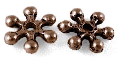 Tibetan Style Spacer Beads - 8mm Snowflake/Daisy Spacer - Copper colour - Pack of 25