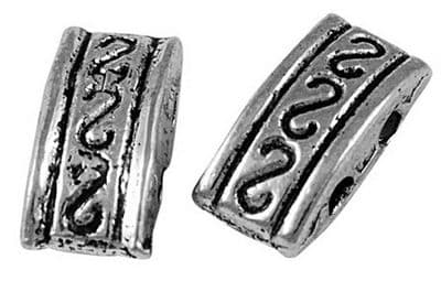 Tibetan Style Two Hole Spacer Beads - Antique Silver (10mm) - 10 beads
