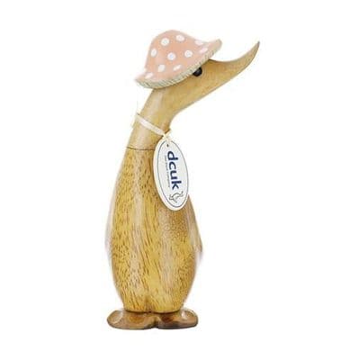 Toadstool Folk Natural Duckling with Spotted Hat (Coral)