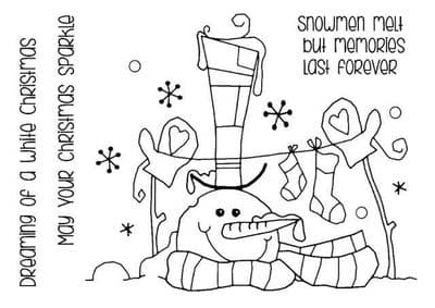 Top Hat Snowman Clear Woodware Stamp  (FRS656)