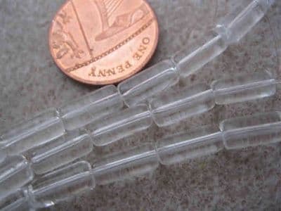Transparent Glass Tube Beads - 30 beads - 10x4mm - Clear