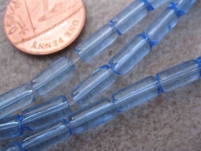 Transparent Glass Tube Beads - 30 beads - 10x4mm - Dark Blue