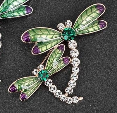 Two Dragonflies Pretty Brooch Rose Gold