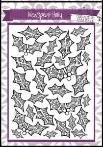 UMount Unmounted A6 Rubber Stamp - Newsprint Holly