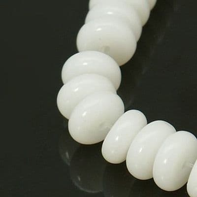 White Glass Rondelle Spacer Beads (8x3.5mm) - 40 beads