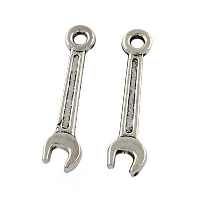 Wrench/Spanner Charms - Silver - pack of 5 charms