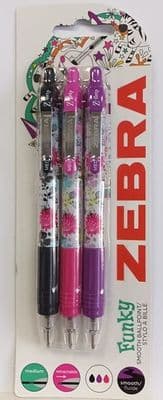 Zebra Funky Smooth Z-grip Ballpoint Colour pens (3 pack)