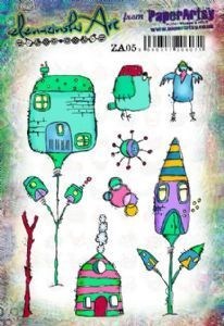 Zinski Art Set 05 A5 PaperArtsy Stamp (A5 set, trimmed, on EZ) (square house) (ZA05)