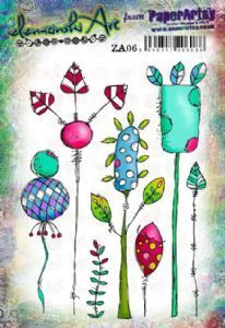 Zinski Art Set 06 A5 PaperArtsy Stamp  (A5 set, trimmed, on EZ) (checkerboard flower) (ZA06)