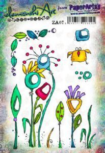 Zinski Art Set 07 A5 PaperArtsy Stamp  (A5 set, trimmed, on EZ) (flowers with holes) (ZA07)