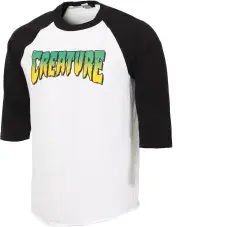 CREATURE Logo Raglan 3/4 Sleeve BLACK/WHITE - Medium Adult