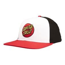 Santa Cruz Cap Classic Dot Meshback Snapback Cap White/Black/Red O/S ADULT