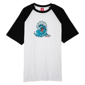 Santa Cruz Custom T-Shirt Screaming Wave Front Raglan White/Black -  eXtra Large ADULT