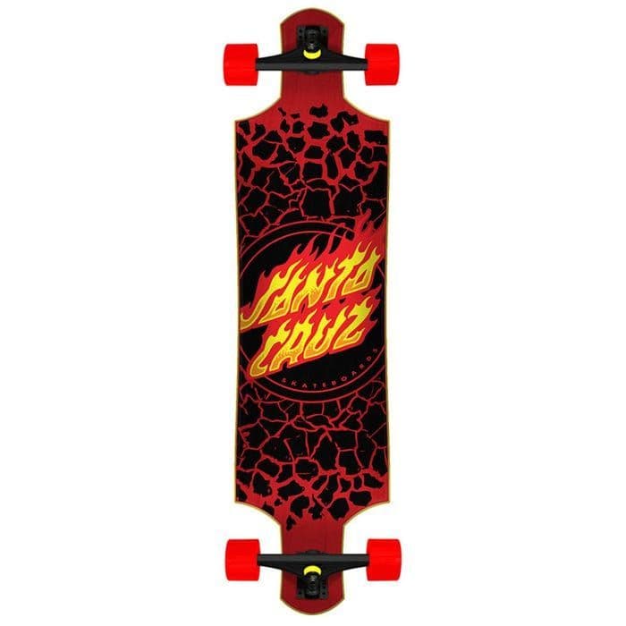 Longboard Red Santa Cruz Flame Dot Drop Down Black/Red Complete Longboard 40 IN