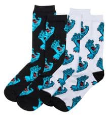 Santa Cruz Socks Multi Hand Socks (2 Pack) Black and White O/S ADULT Size UK 8-11