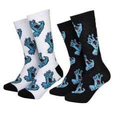 Santa Cruz Socks Multi Hand Socks (2 Pack) Black and White O/S YOUTH Ages 8-12