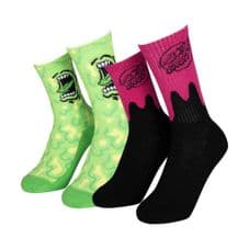 Santa Cruz Youth Slime Sock (2 Pack) Green & Pink O/S YOUTH Ages 8-12
