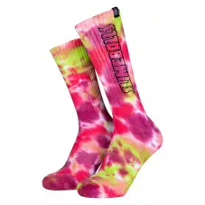 Slime Balls Strip Logo Socks Pink/Green Tie Dye (1 pair) O/S ADULT Size UK 8-11
