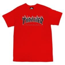 Thrasher Mag Flame Logo T-Shirt - Red - Small Adult