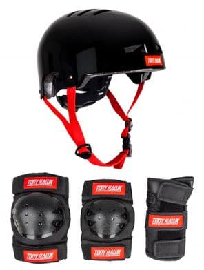 Tony Hawk Protective Set Helmet & Padset 4-8 Yrs Black/Red S/M JNR