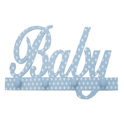 'Baby Boy Hanger' in blue with white polka dots