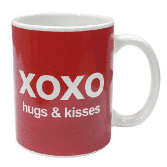 'XOXO' Red Hugs & Kisses Text Mug